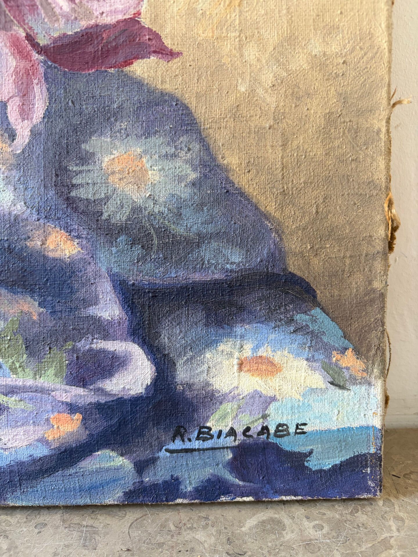 Nature morte, huile sur toile  signée Biacabe