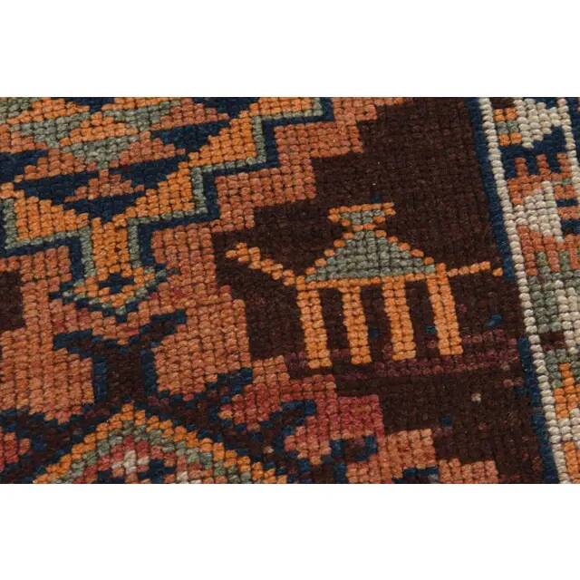 1970s Vintage Turkish Handmade Wool & Cotton Orange Runner Rug 80x356