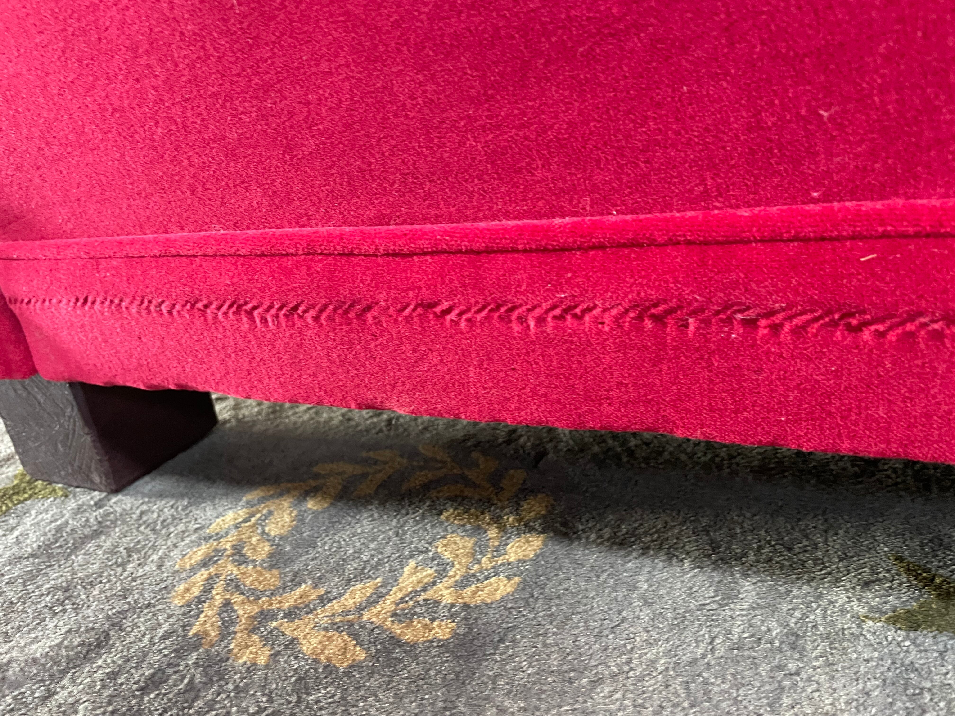 Pair of Red Velvet Art Deco Club Armchairs