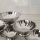 Dessert / ice cream bowls in 18/10 stainless steel, Guy Degrenne style, flower shape.