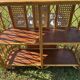 rattan counter and 2 vintage stools from the 1960s
