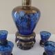 Carafe et 5 verres bleu cobalt décor or
années 1950