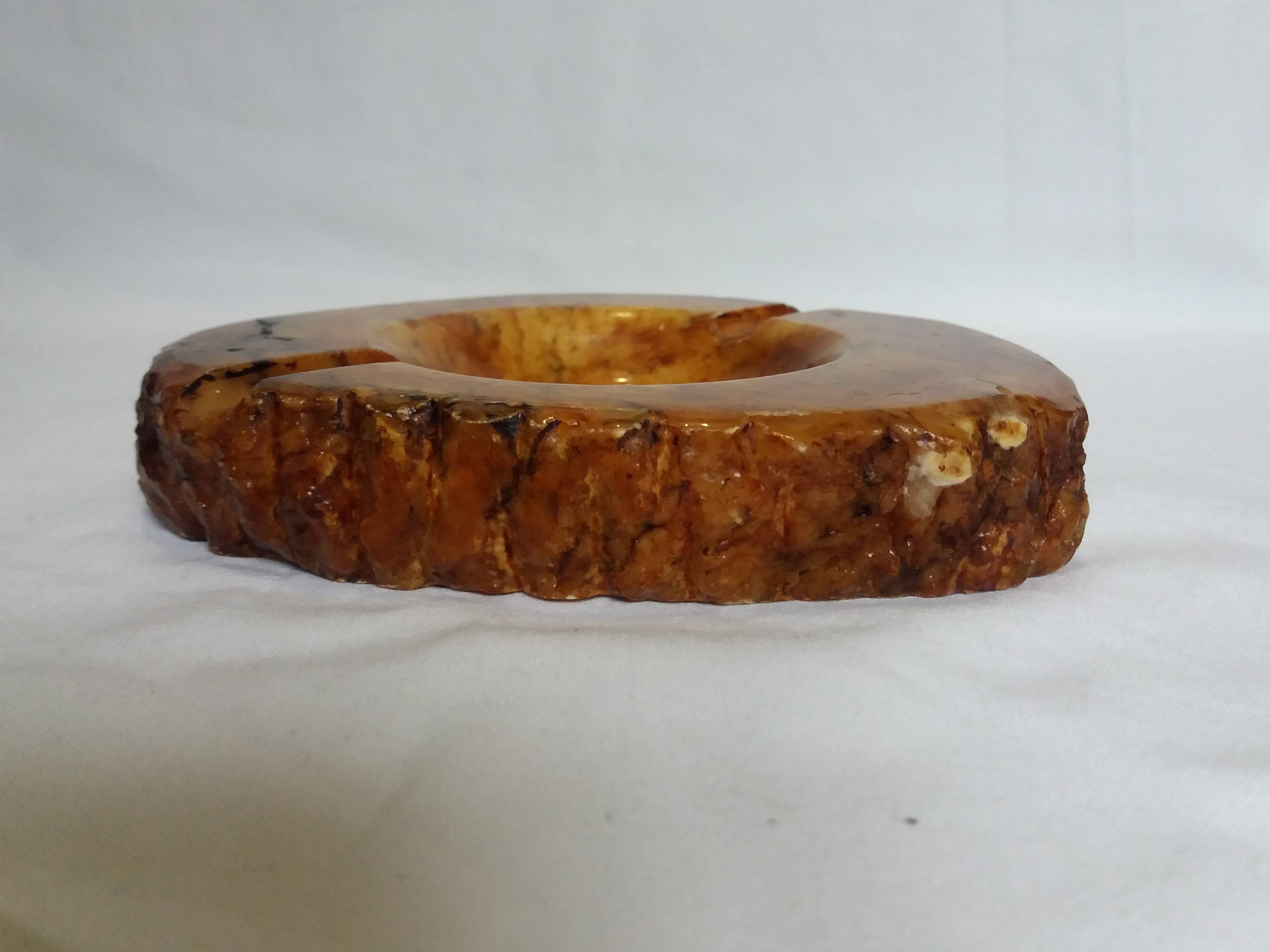 Caramel ocher alabaster ashtray Romano Bianchi Italy