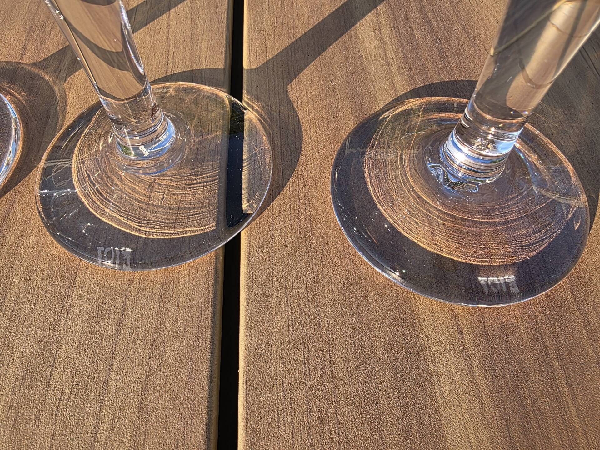 Set of 4 bubble glass champagne flutes / goblets Biot Signed 22 cm