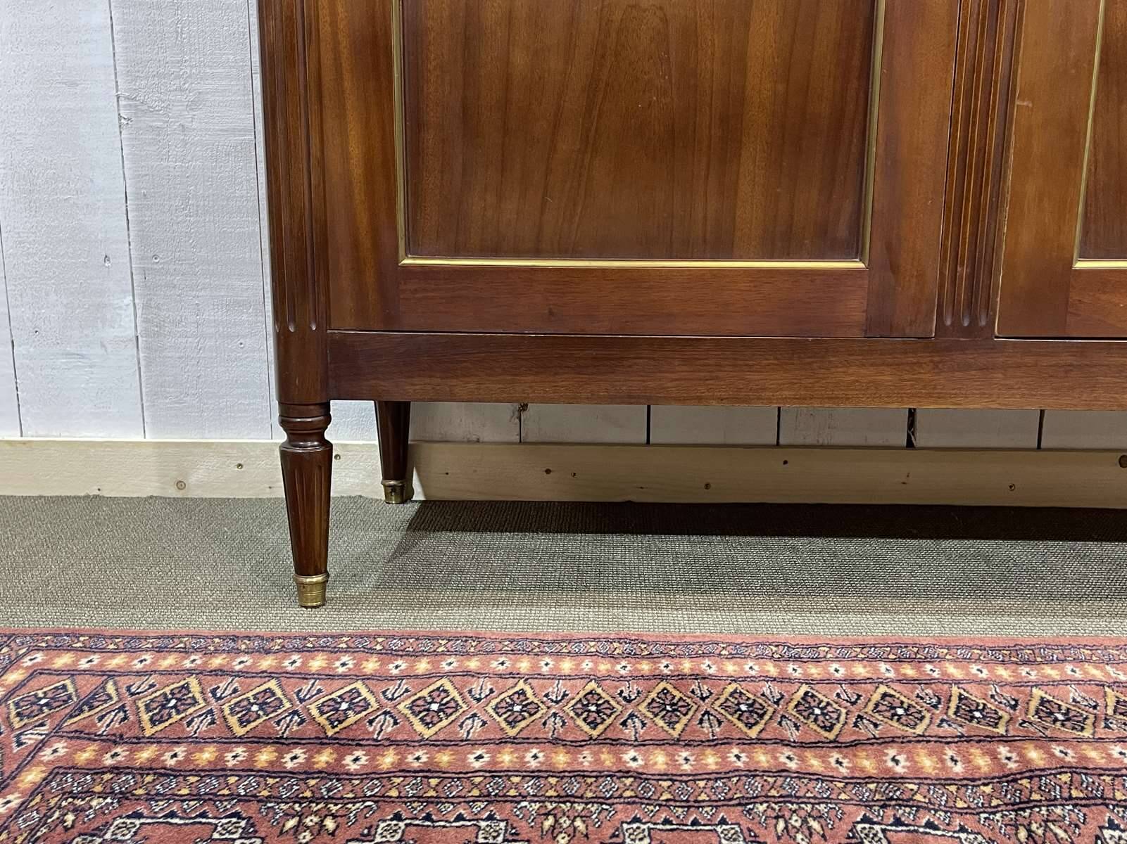 Louis XVI style bookcase in mahogany and marble top from the 70s