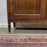 Louis XVI style bookcase in mahogany and marble top from the 70s
