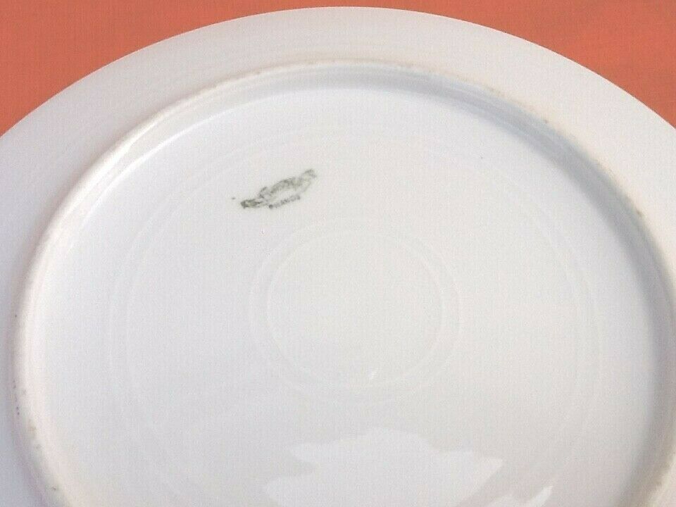 3 flat plates Porcelain of Limoges France "Crane ashy" ...