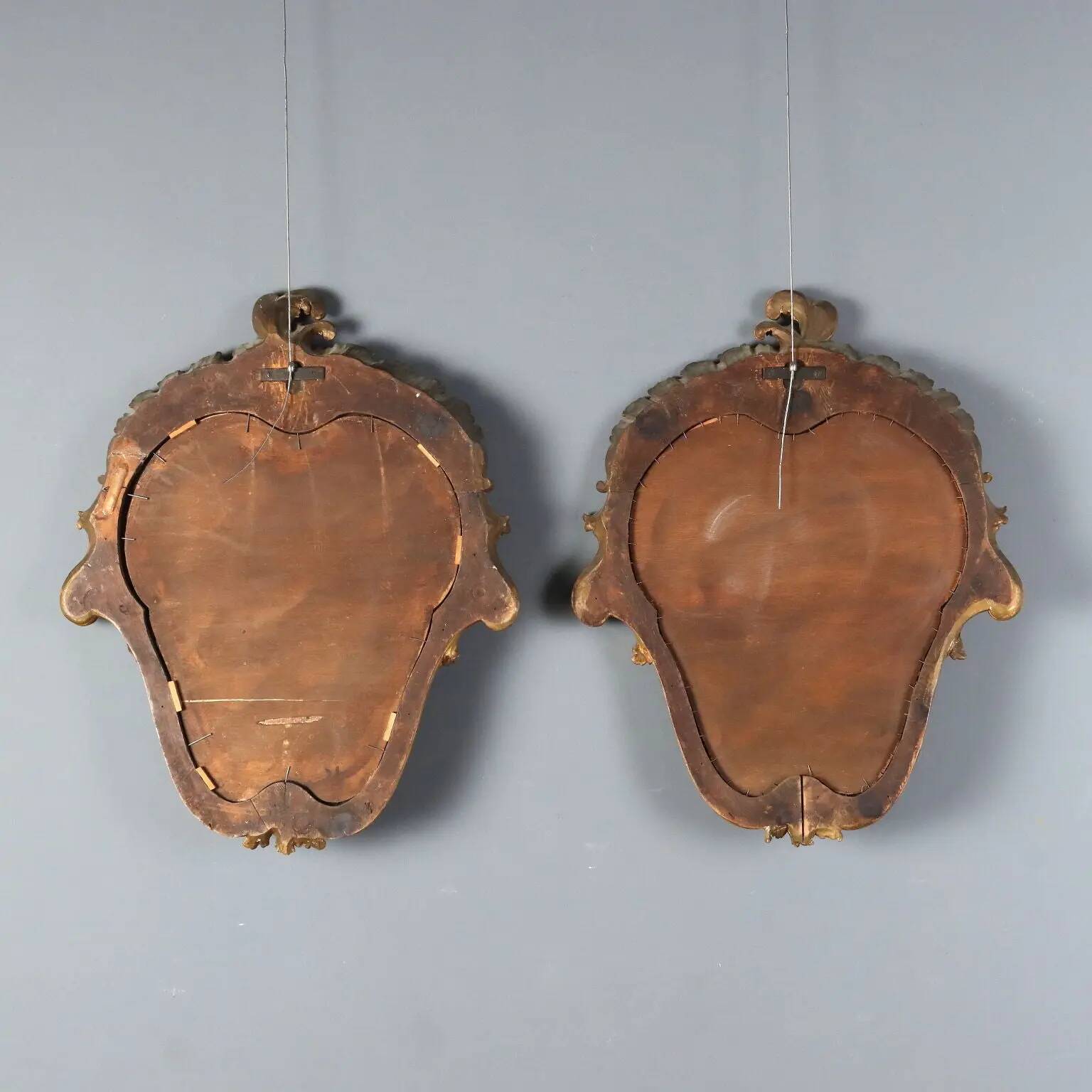 Antique baroque mirrors in carved wood, Italy, 19th century.