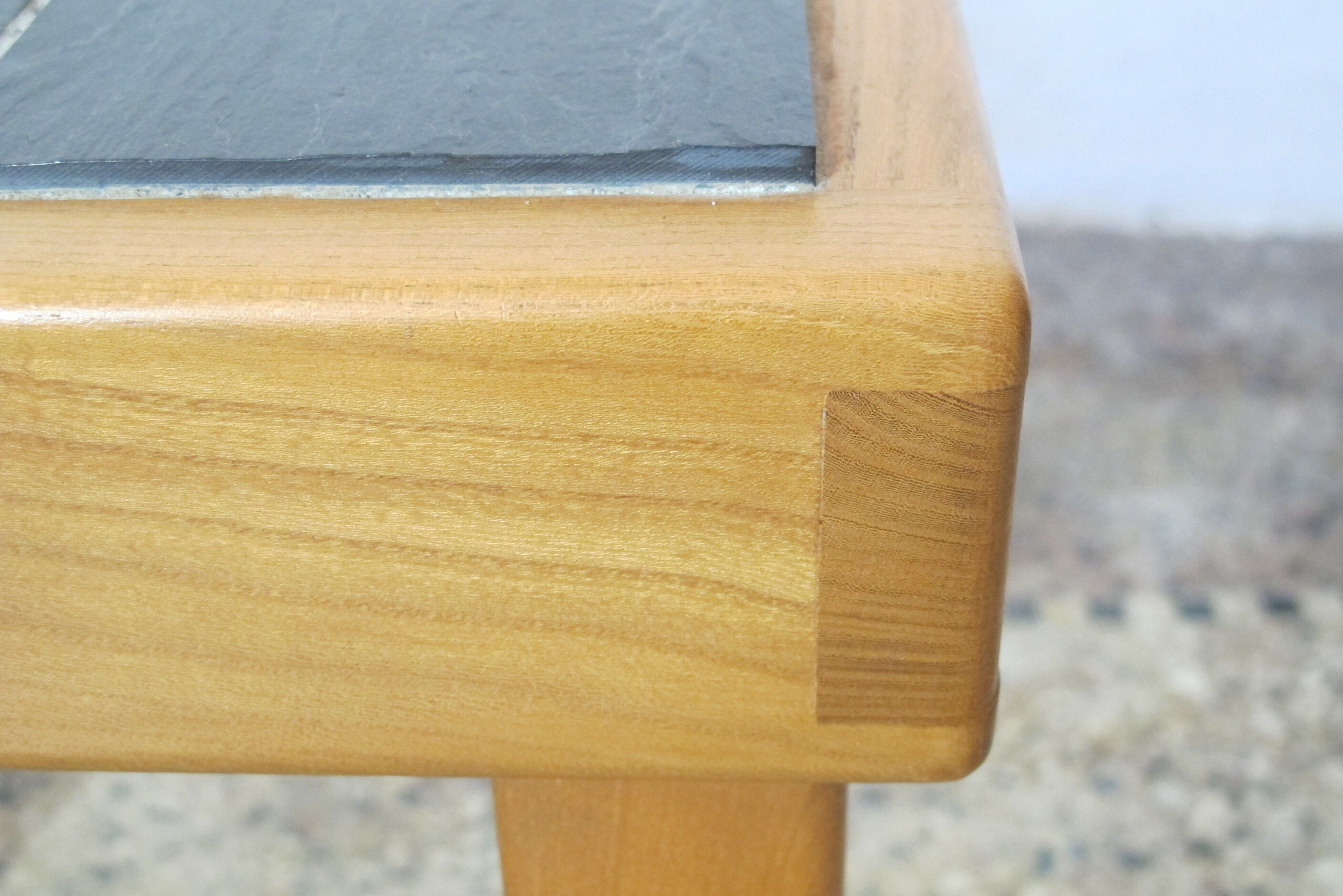 House Regain coffee table in solid elm and slate year 70/80