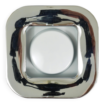 Cendrier carré blanc Ico Parisi, chrome et mélamine par Lamperti, Italie, années 1970