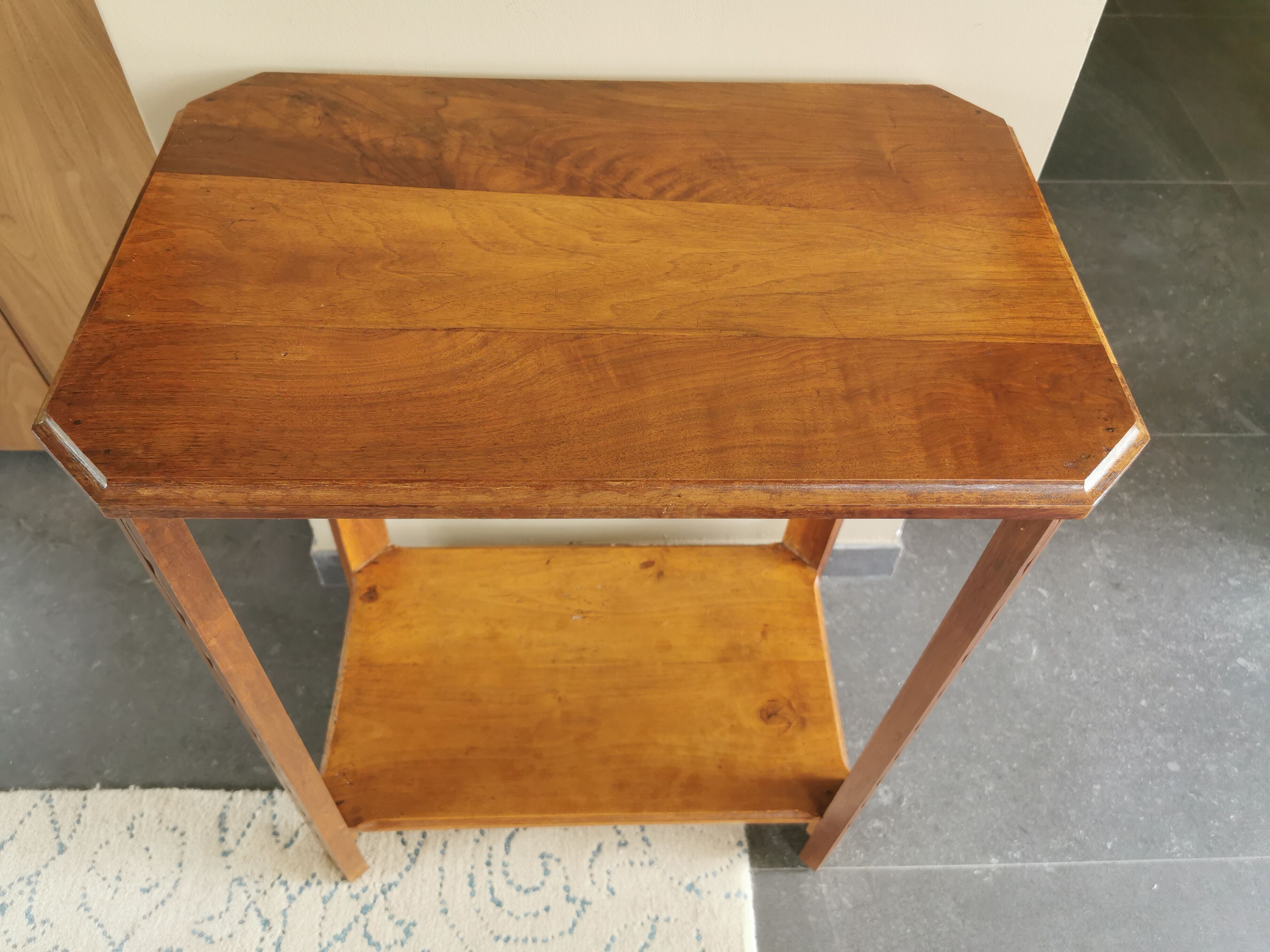 Art Deco solid walnut selette