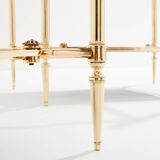 style Maison Jansen paire de tables d’appoint laiton verre opalin 1970
