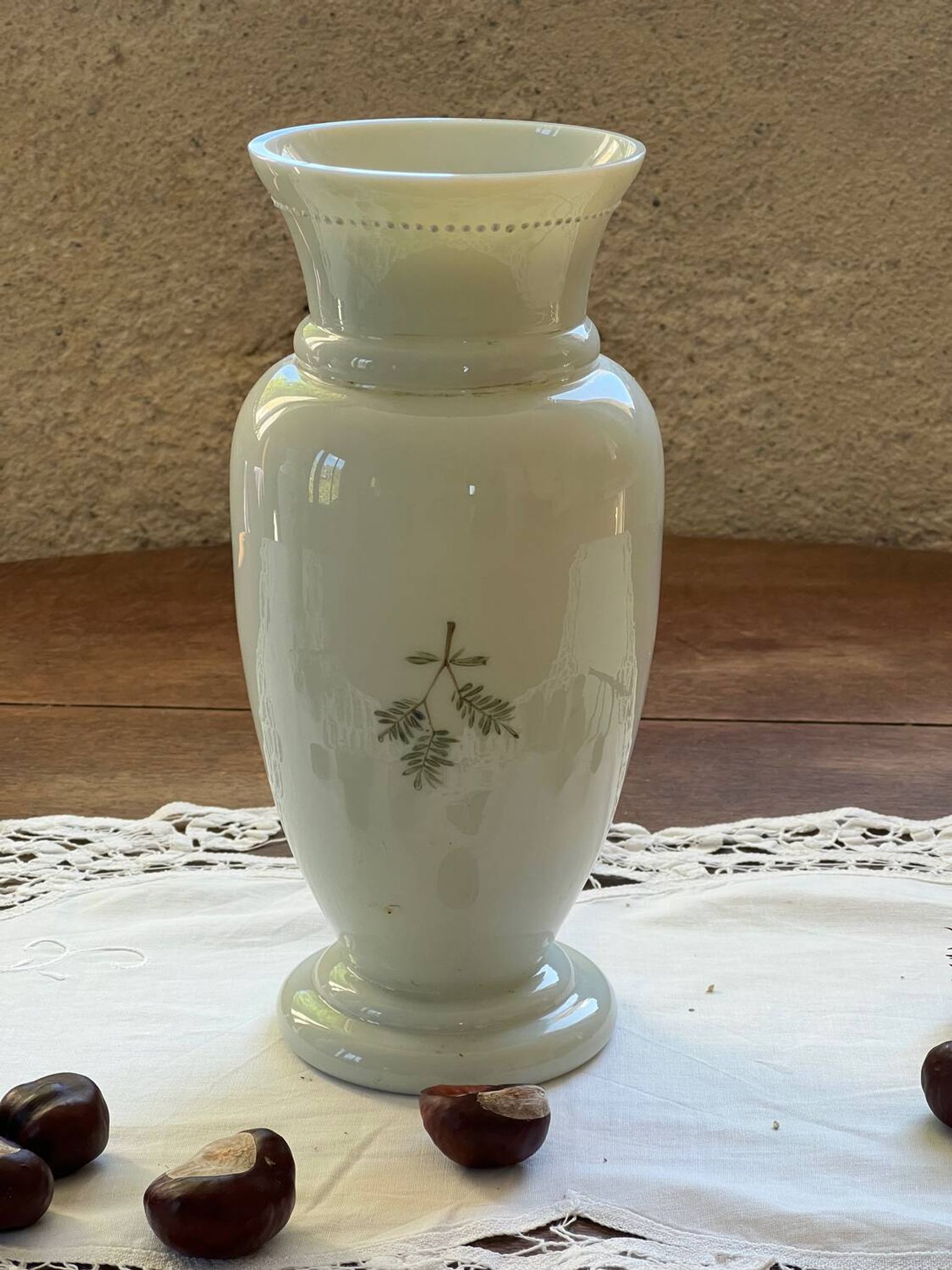 Pair of 19th century opaline glass vases signed