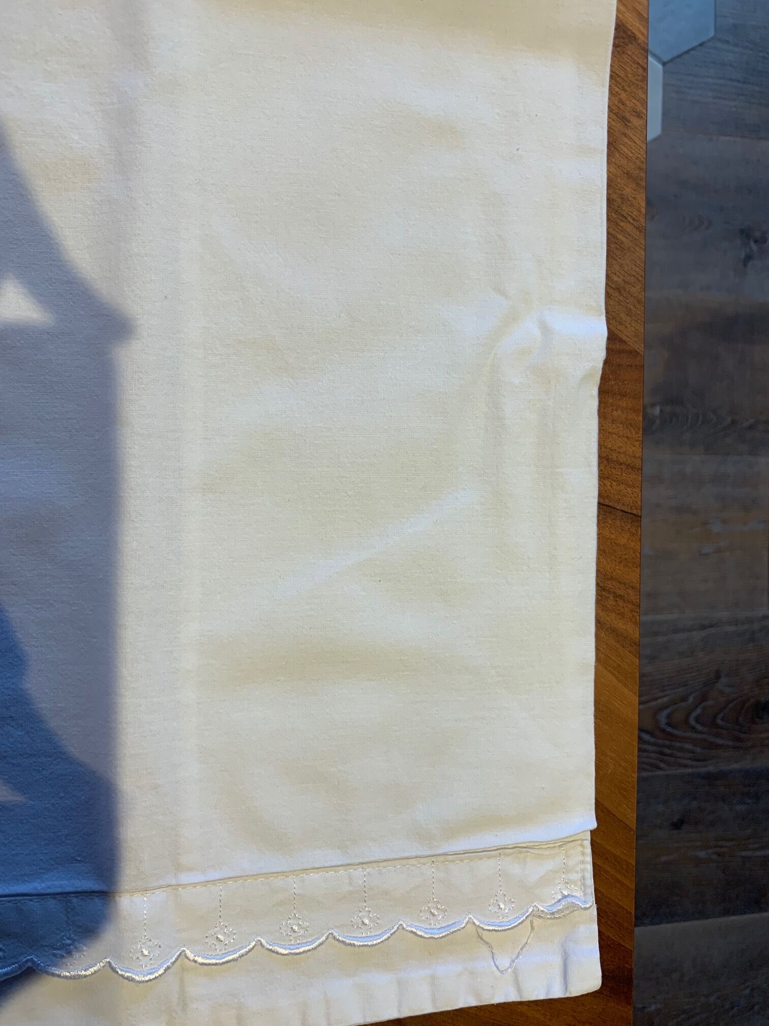 Pair pillowcases white cotton and lace