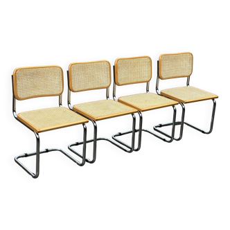 Set of 4 chairs model Cesca B32 designed by Marcel Breuer design