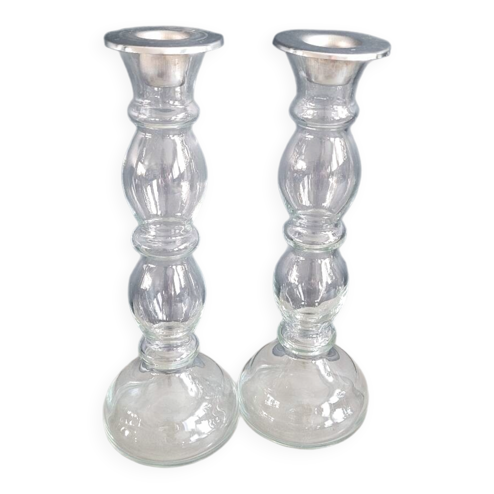 Pair of glass candlesticks
