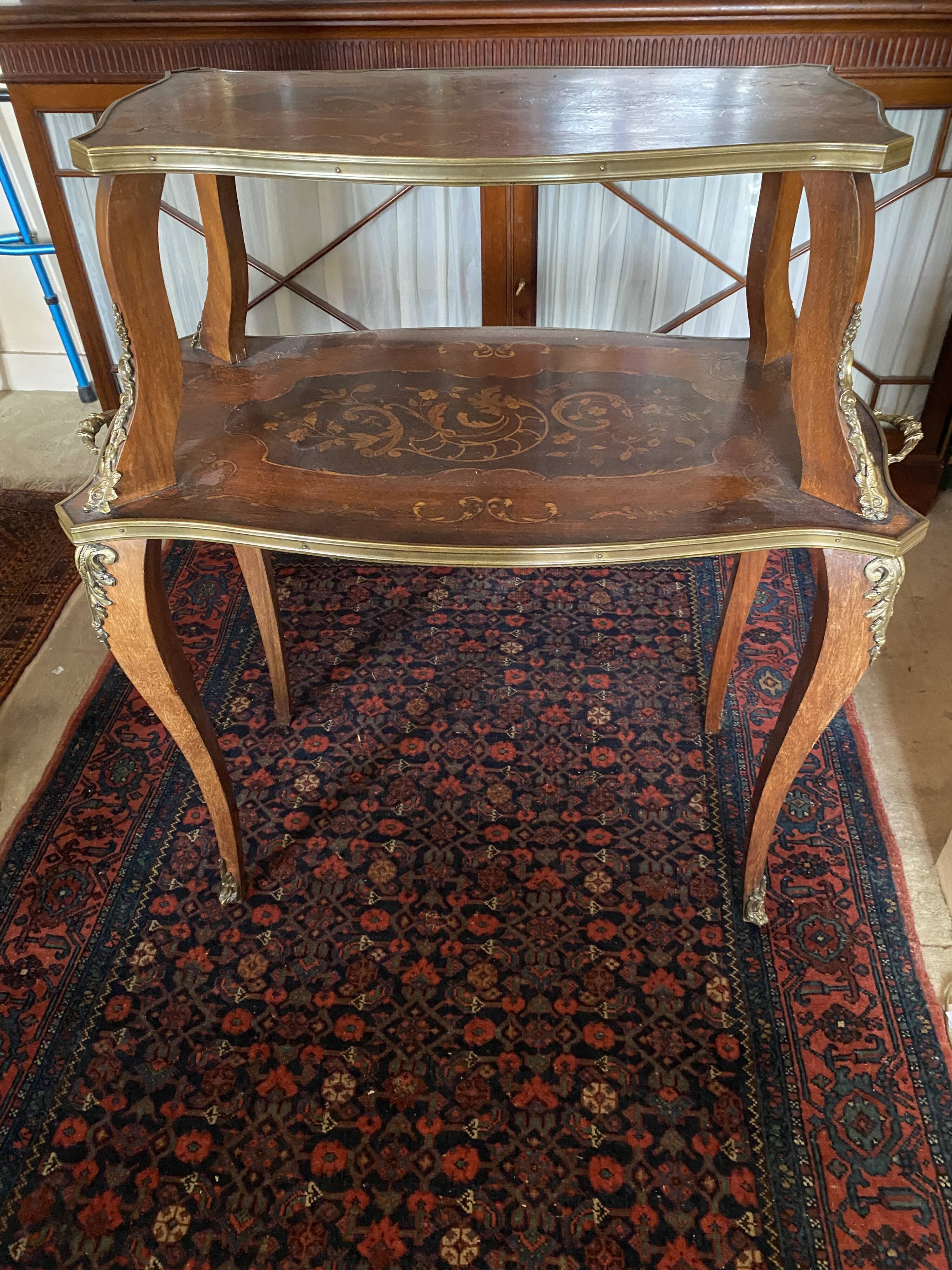 Dessert, rosewood marquetry tea table.