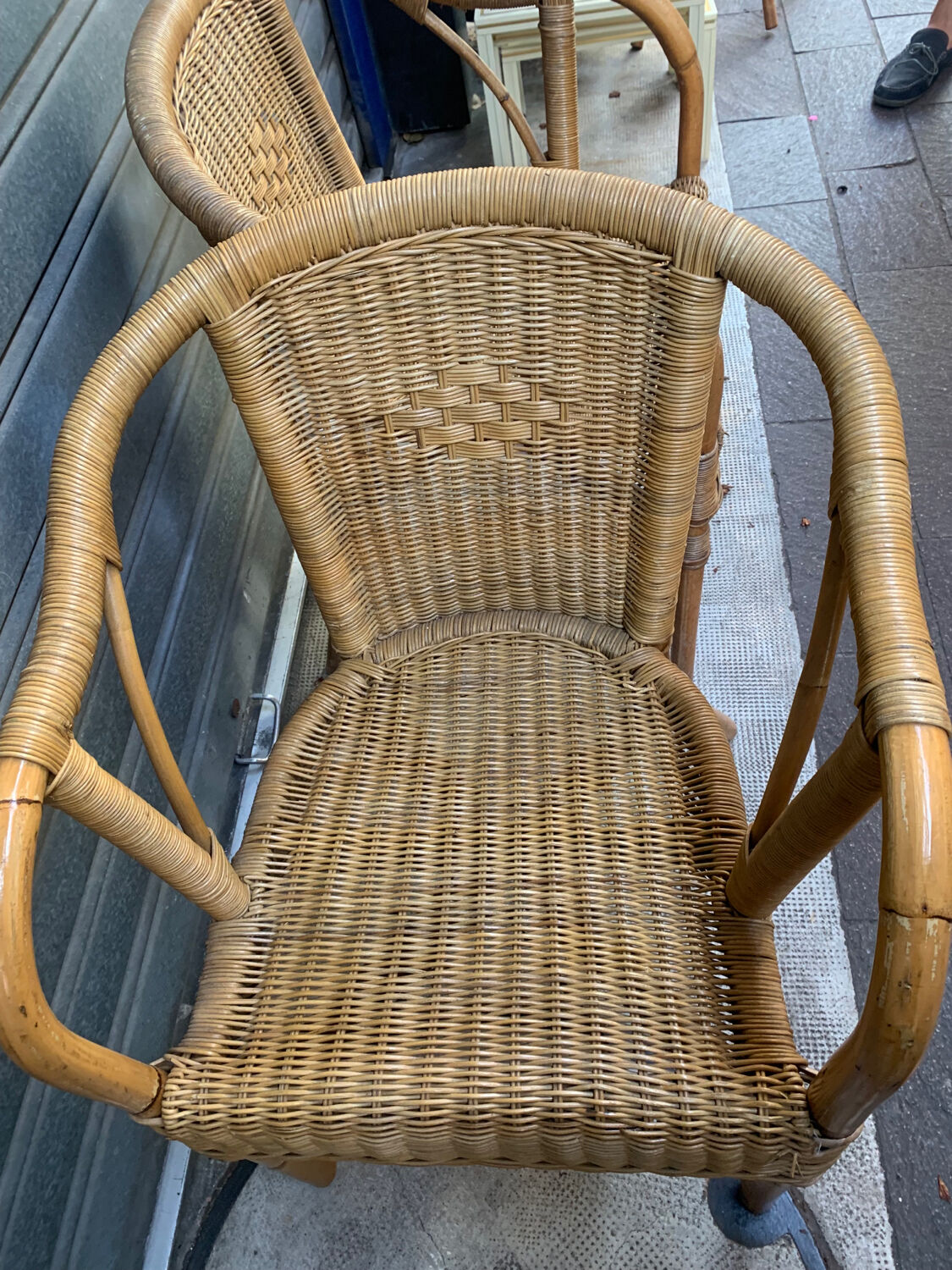 Paire de fauteuils en rotin années 80’
