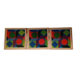 Vintage Optical Art Triptych - Victor Vasarely - 3 Frames 30x30cm