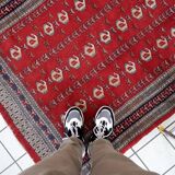 Tapis vintage ouzbek Boukhara fait main en laine – 126 x 195 cm – 1960s