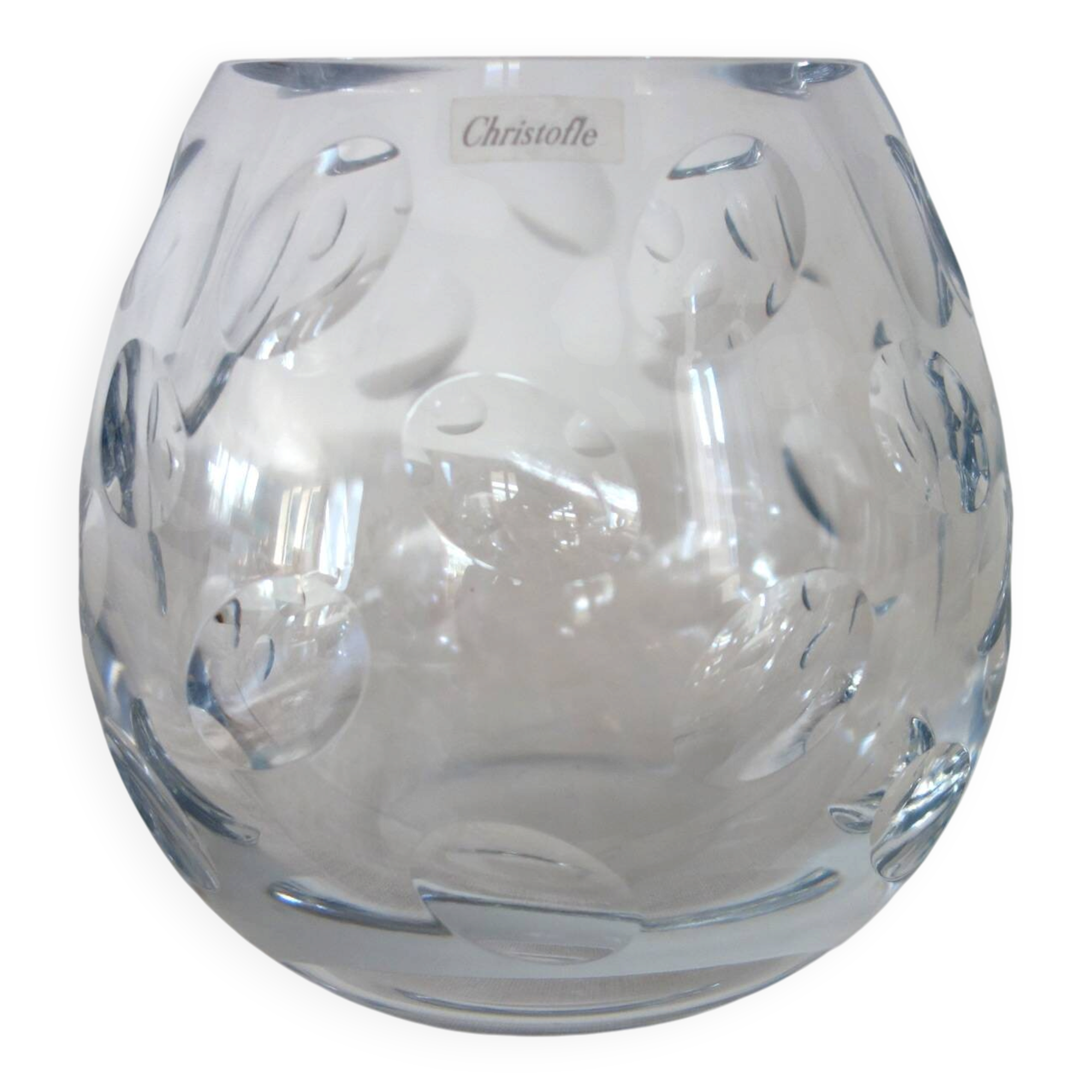 Vase boule modèle Cluny en cristal par Christofle