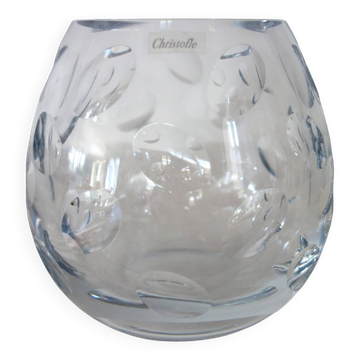 Cluny round vase in crystal by Christofle