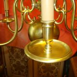 Dutch chandelier in solid bronze with 6 light arms, early 20th century.