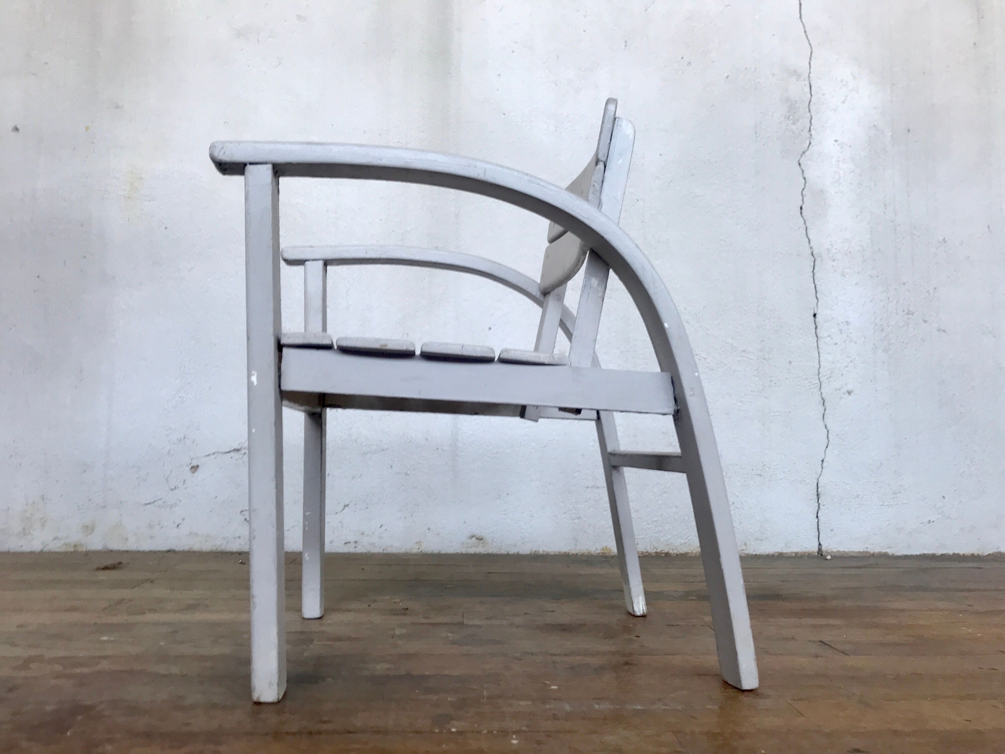 Fauteuil vintage pour enfant blanc, gris clair 1950