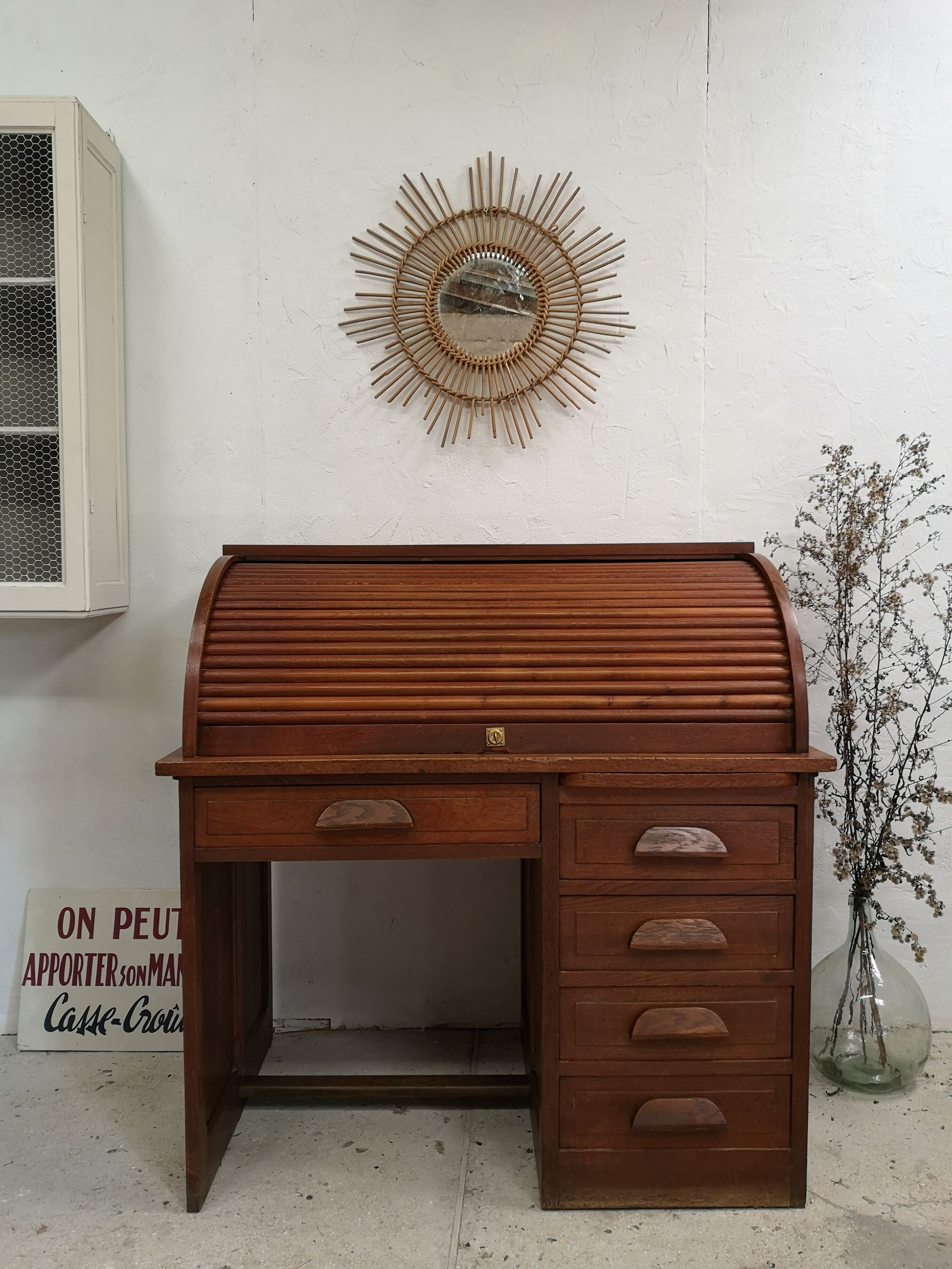 American office with curtain box administration oak