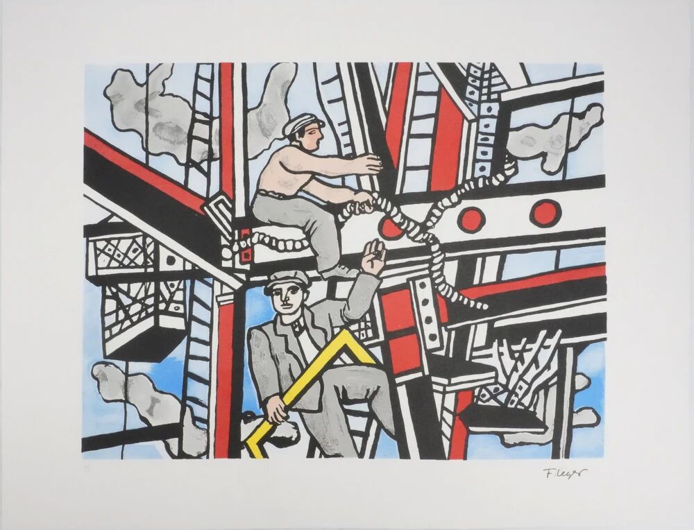 Fernand Léger : Les constructeurs saluant, lithographie signée