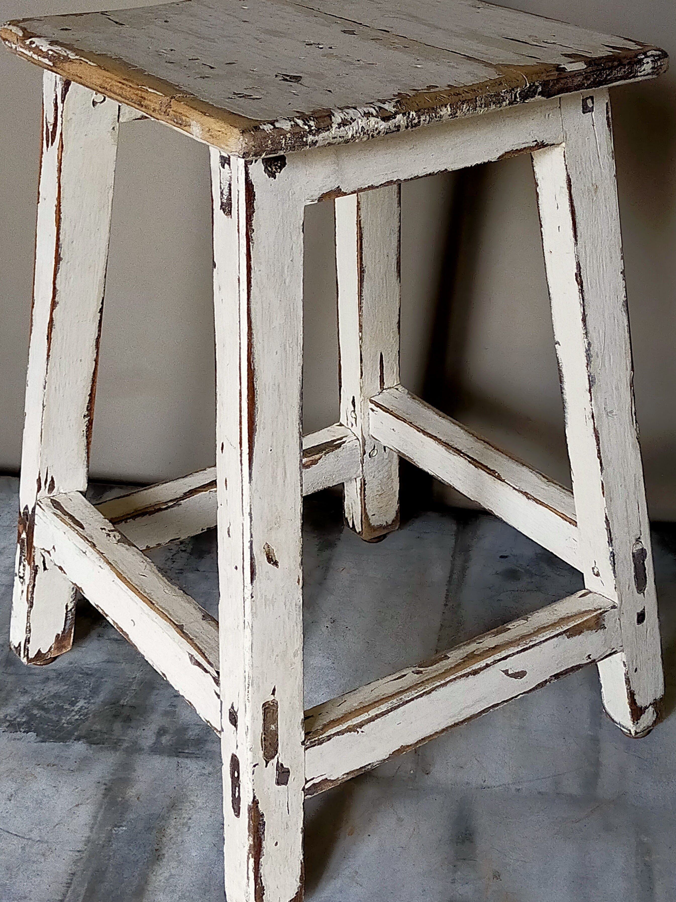 Old patinated workshop stool