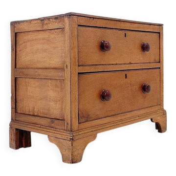 Rustic chest of drawers with two drawers and carved legs - 1930