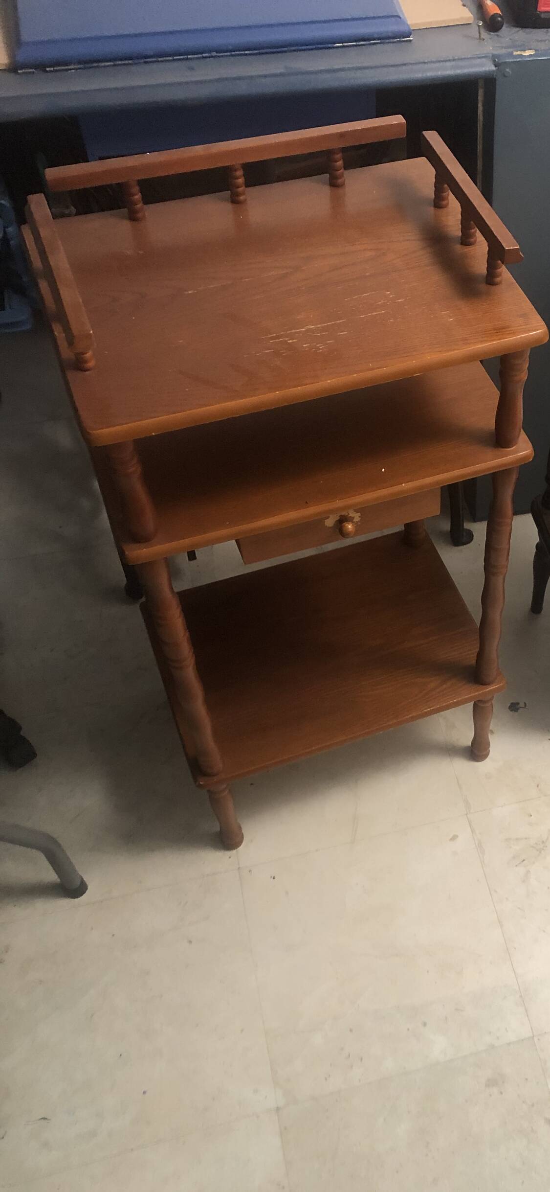 Telephone table, freestanding shelf
