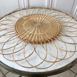 Rattan flower rattan mirror in the 60s