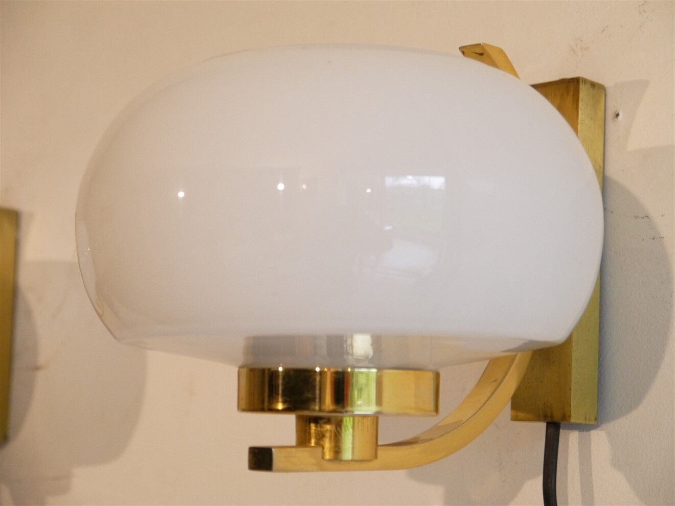 1970 brass and glass sconces pair