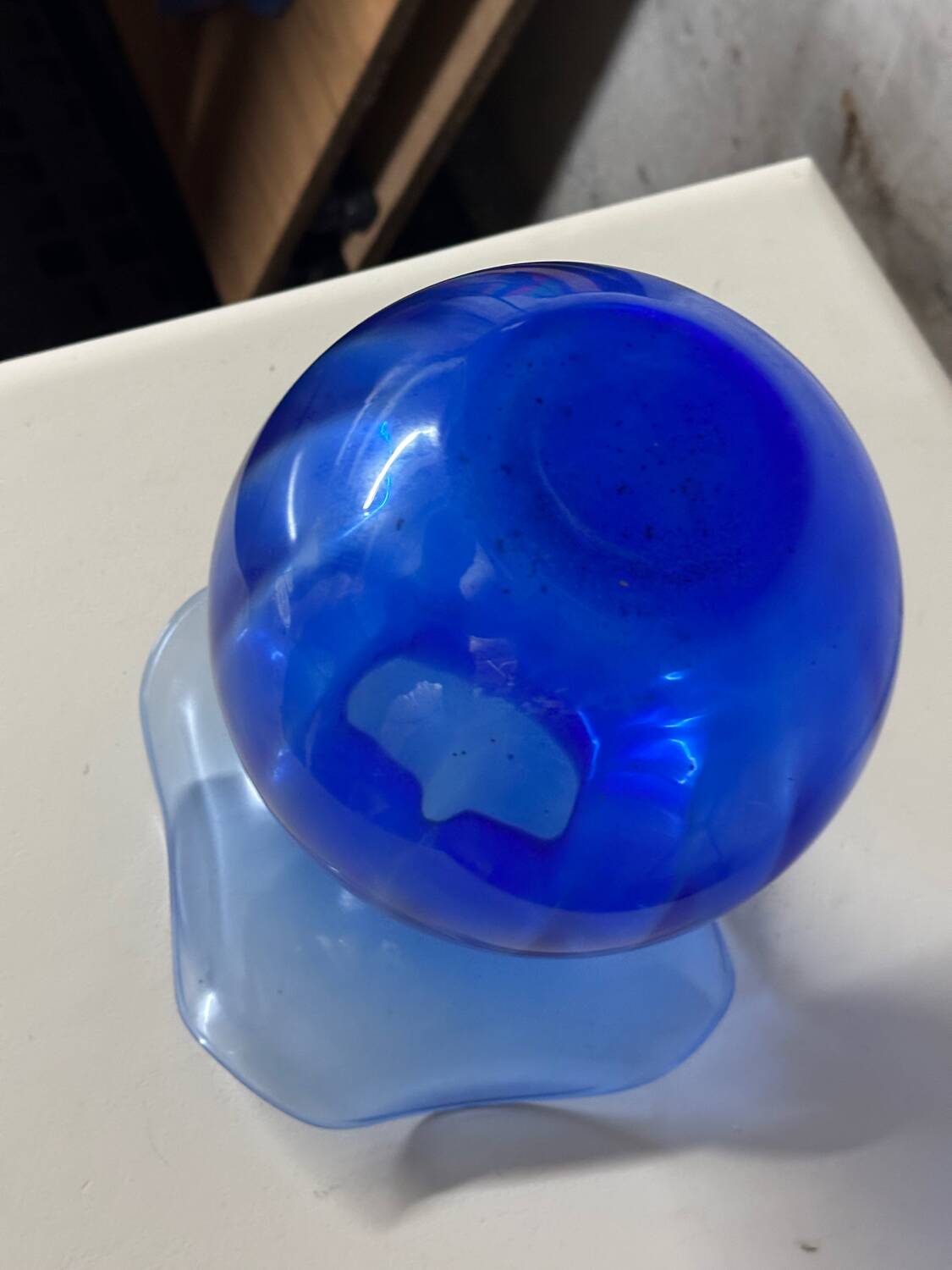 Lancel style cobalt blue vase - ball shape and collar h 25 cm