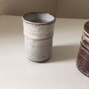 Set of 3 small Roger Collet Vallauris stoneware liqueur glasses