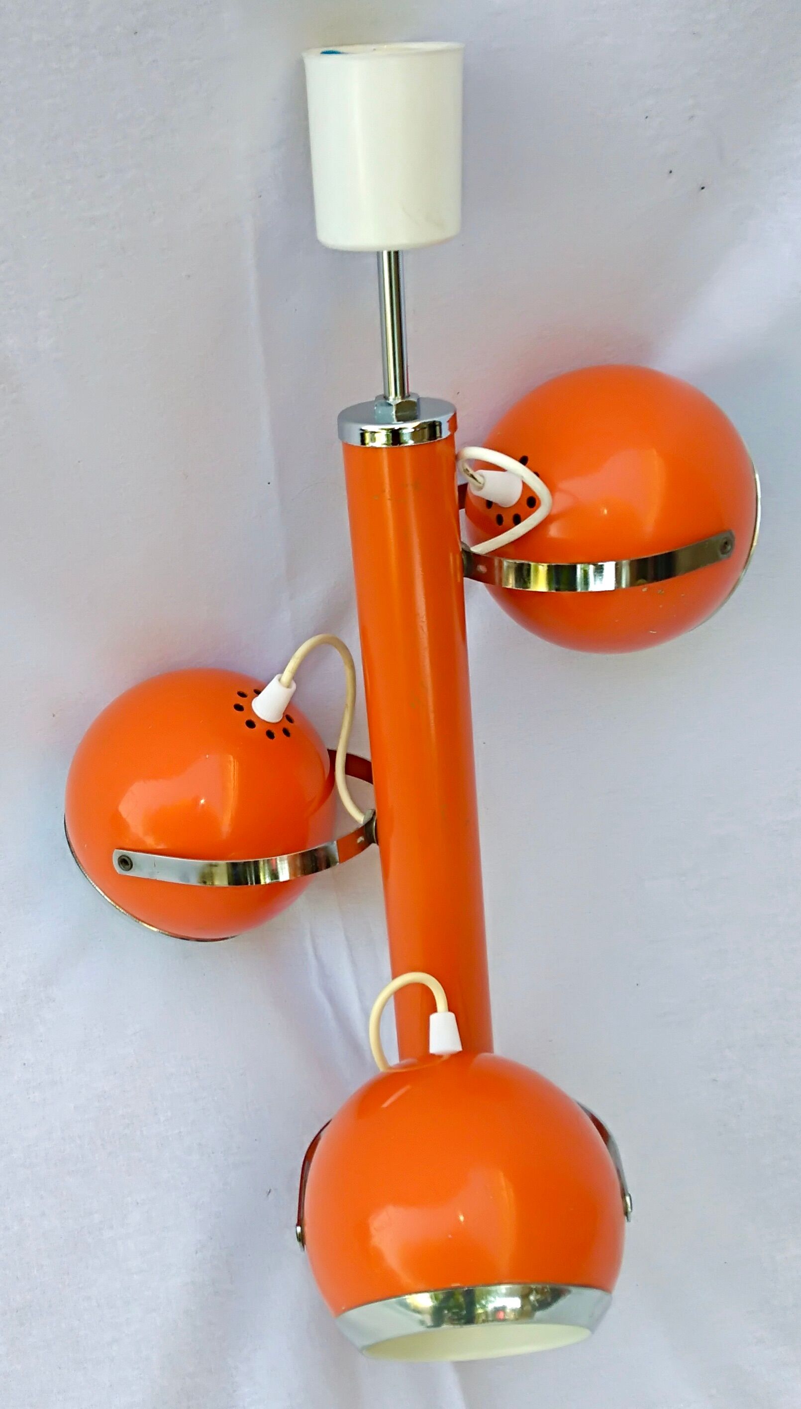 Chandelier with adjustable balls 70s model "eyeball" orange