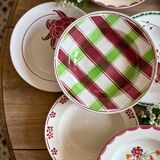 Set of 12 mismatched antique soup plates