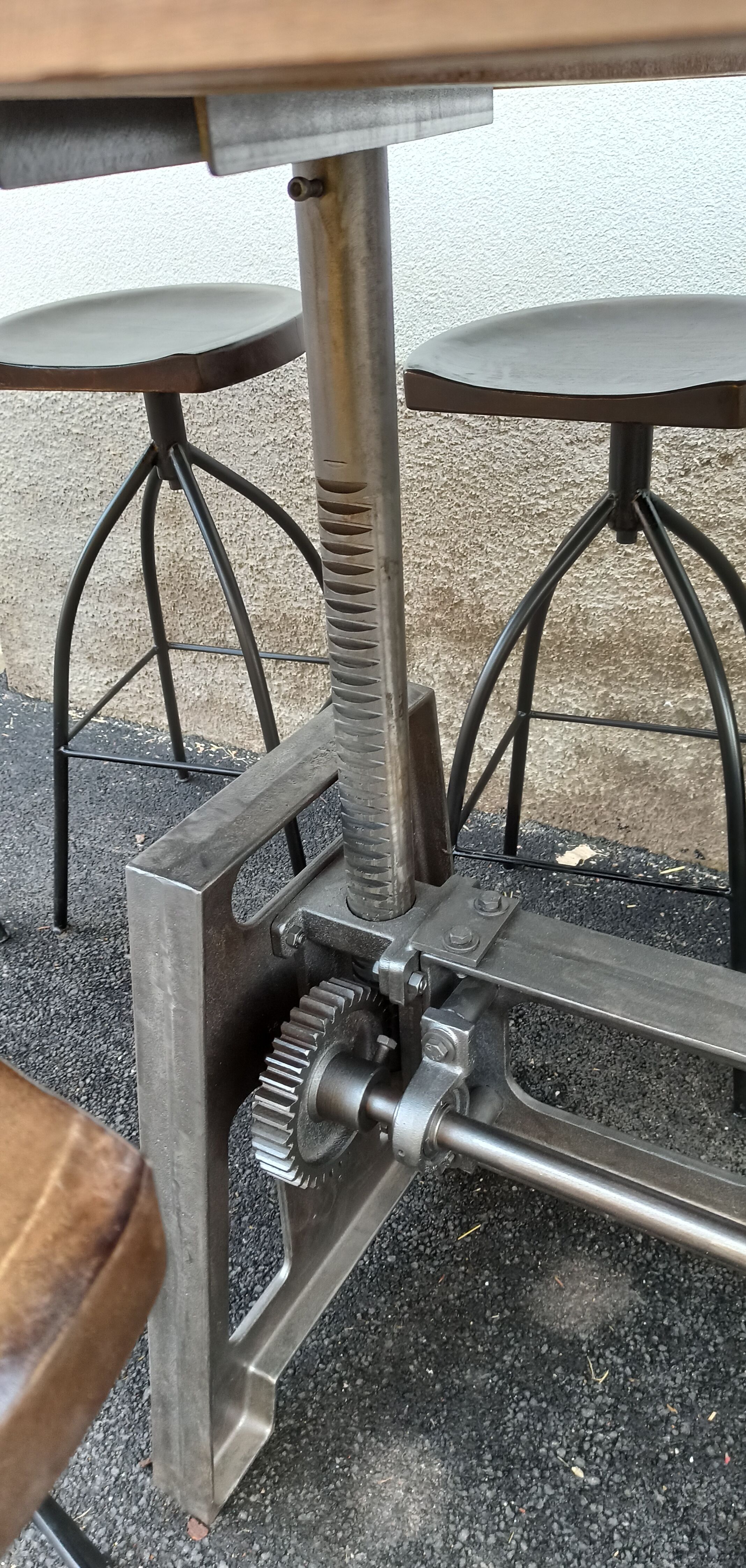 Adjustable dining table set and bar stools