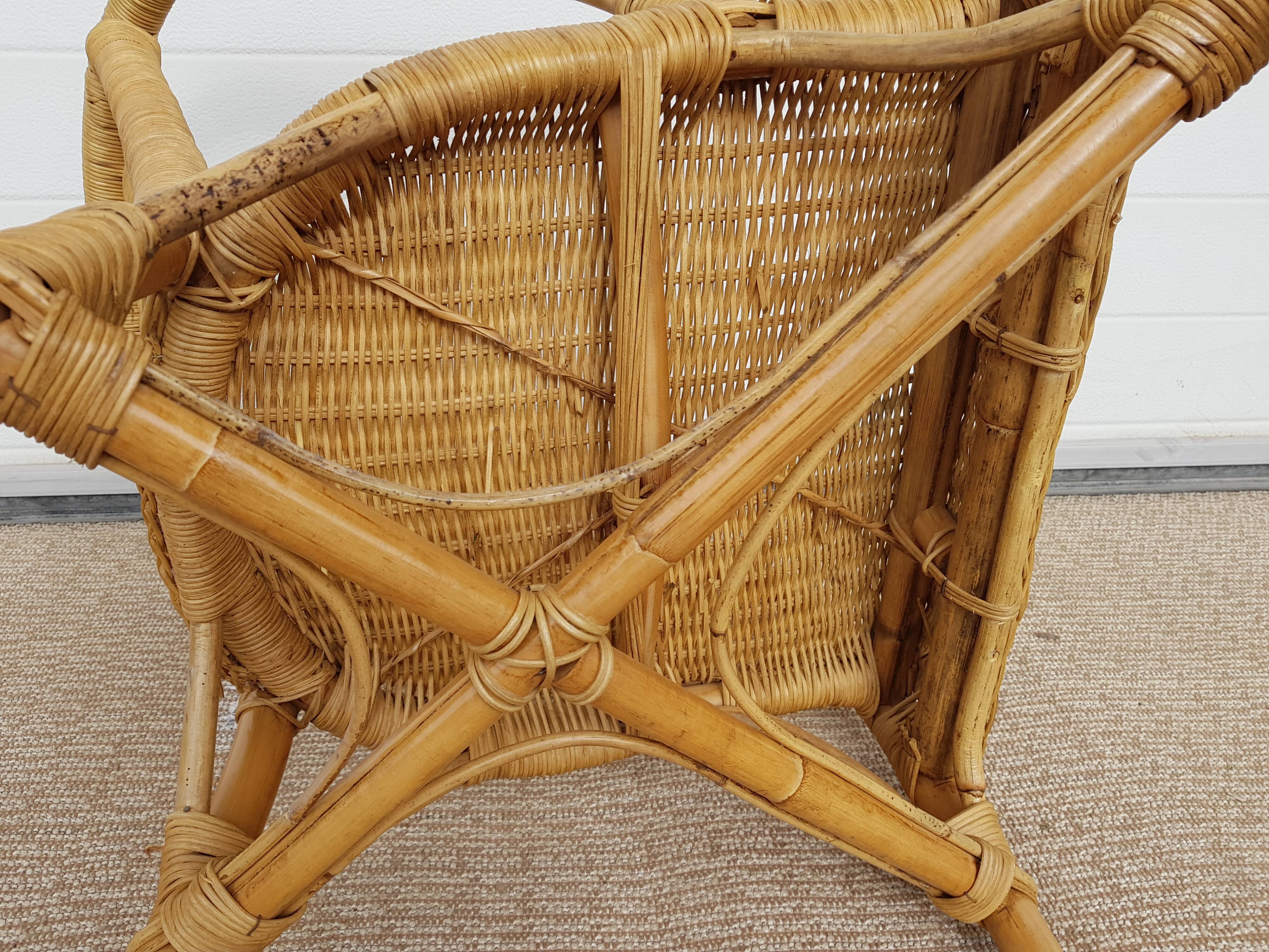 Old chair in Osier and Bamboo 60s