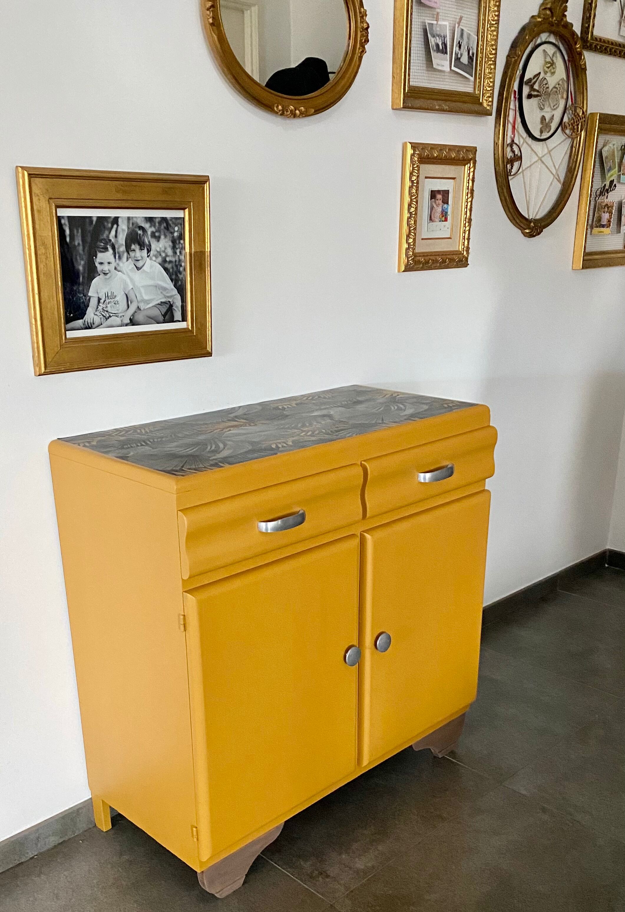 Low style Mado sideboard restyled yellow