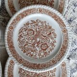 6 assiettes à dessert vintage fleuries – Codec – Décor brun rustique