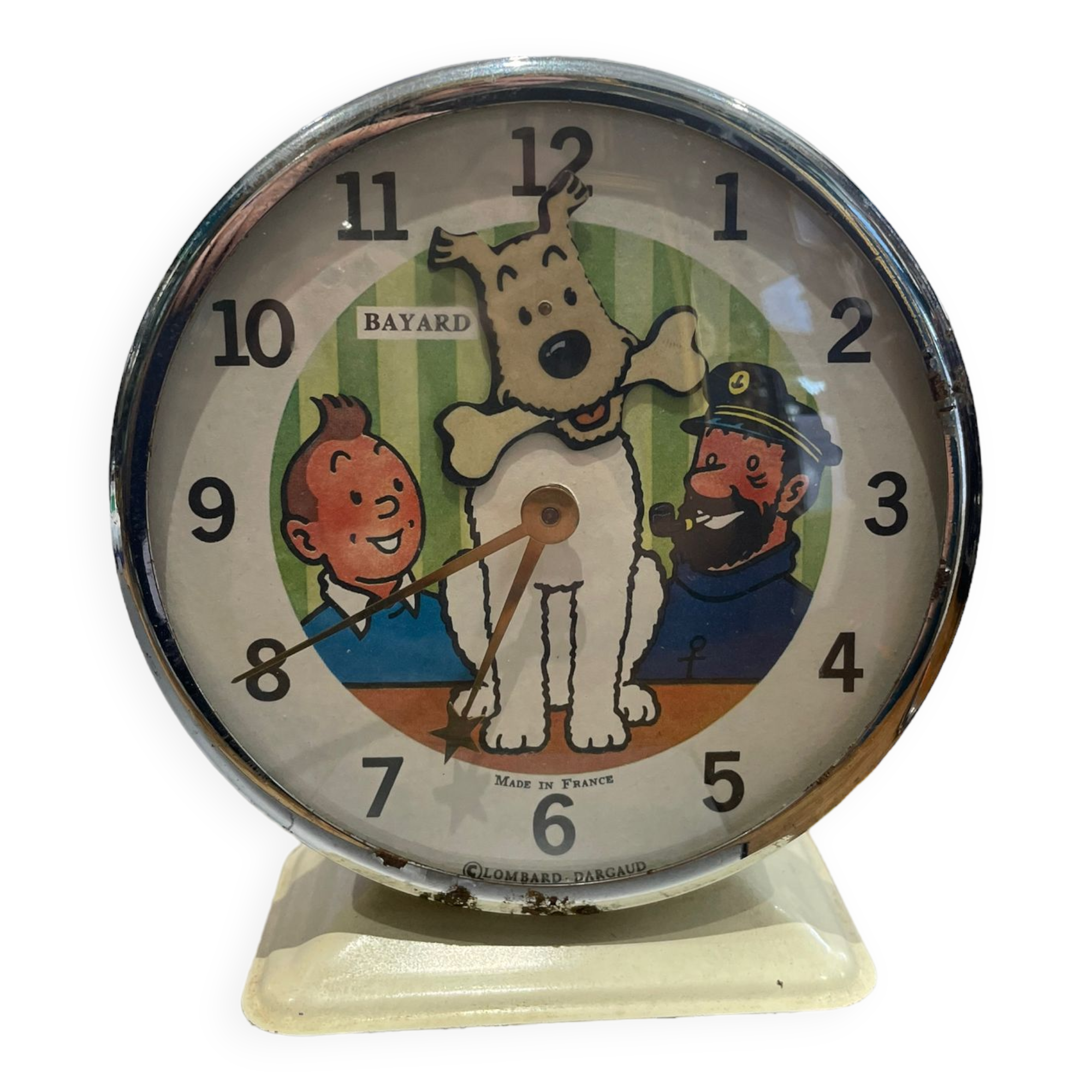 Tintin alarm clock bayard animated mechanical metal 1960s