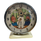 Tintin alarm clock bayard animated mechanical metal 1960s
