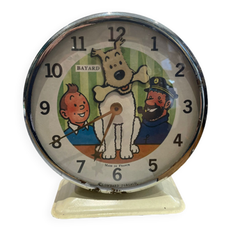 Tintin alarm clock bayard animated mechanical metal 1960s
