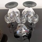 6  petits verres à pieds rétro fumé bordeaux