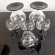 6 small retro smoked burgundy stemmed glasses