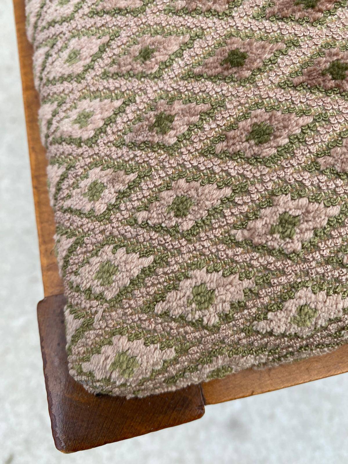 5 Louis XVI chairs in solid wood and beige tiled suede