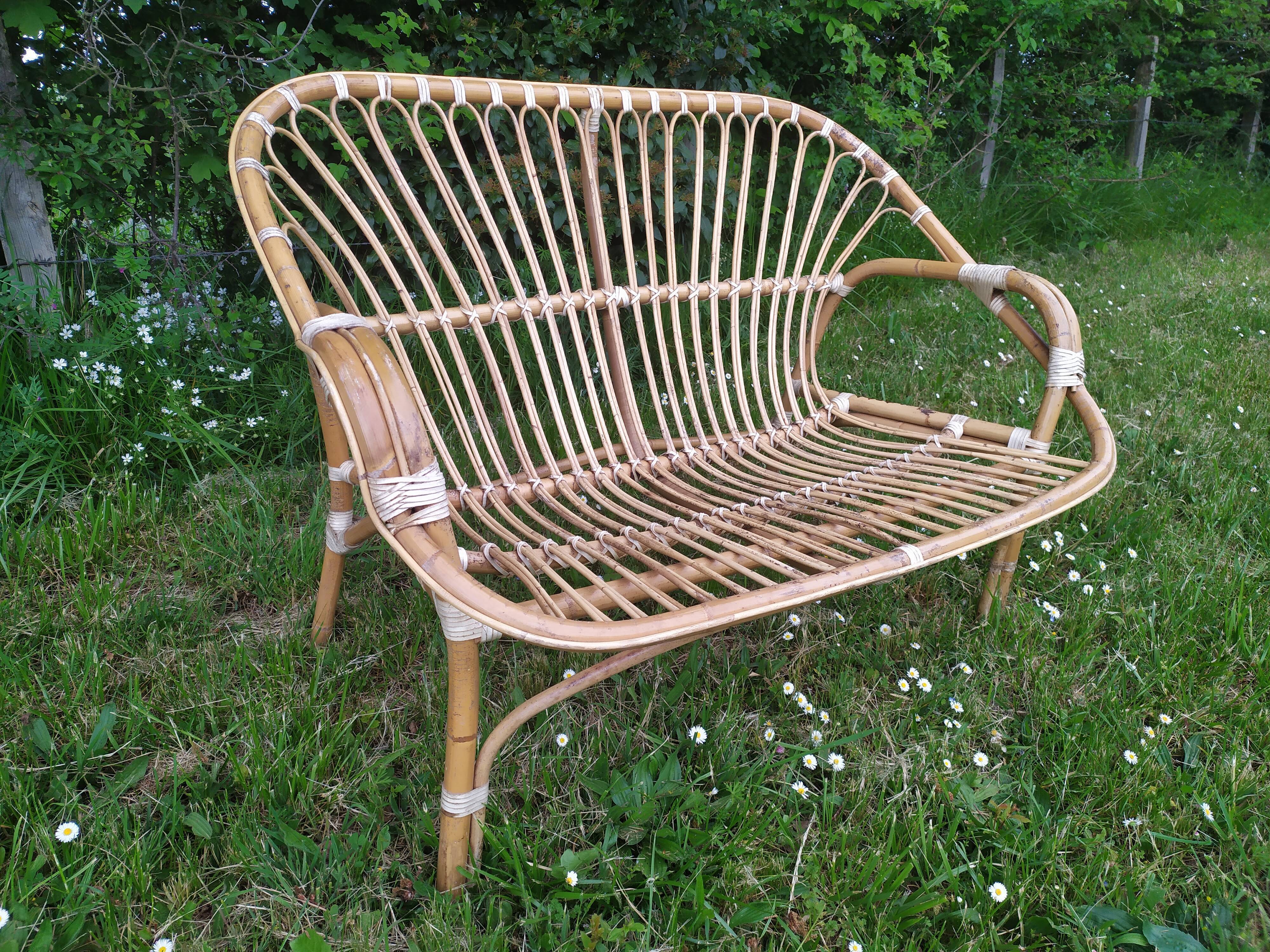 Rattan bench years 50/60
